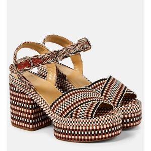Chloe Odina Braided-Straps Cotton Platform Sandals